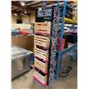 Image 1 : 5 TIER SHOP DISPLAY CASE WITH 5 WOODEN BOXES OF ASSORTED BIKE PARTS