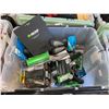 Image 2 : PLASTIC BIN OF ASSORTED BIKE SEATS, HAND GRIPS, BAR TAPE & MORE ( BIN INCLUDED )