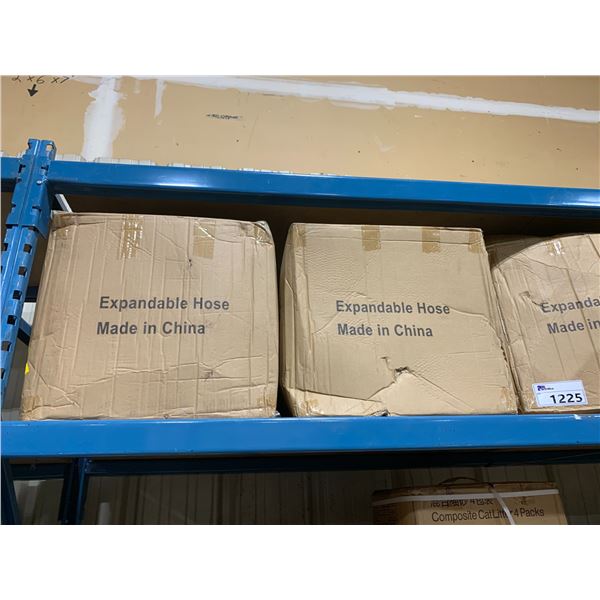 SHELF OF 9 BOXES OF IMPORTED RETAIL EXPANDABLE WATER HOSE