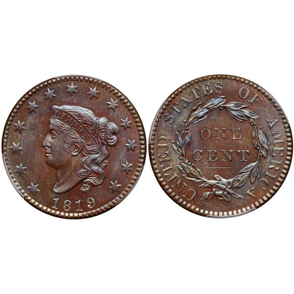 1819 N-8 R1 PCGS graded MS62 Brown