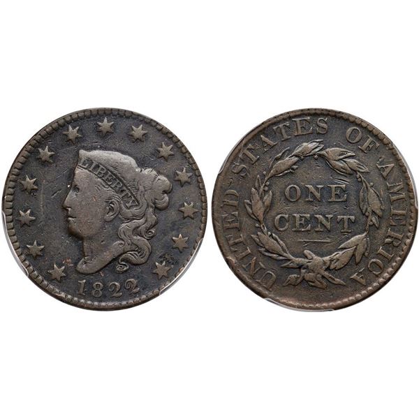 1822 N-13 R5 PCGS graded F12