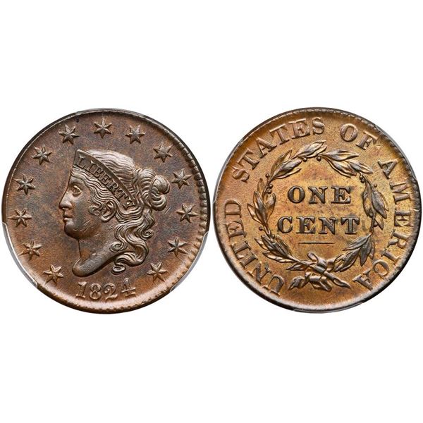 1824 N-2 R2 PCGS graded MS62 Brown