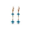 Genuine 3.75 ctw Blue Topaz Earrings 14KT Rose Gold - REF-30F6Z