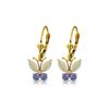 Image 1 : Genuine 1.39 ctw Opal & Tanzanite Earrings 14KT Yellow Gold - REF-43V6W