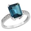 Image 1 : 3.70 CTW London Blue Topaz & Diamond Ring 14K White Gold - REF-41H2M