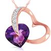 Image 1 : Genuine 3.2 ctw Amethyst & Diamond Necklace 14KT Rose Gold - REF-49X6M