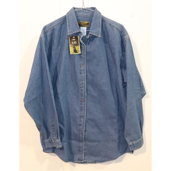 NEW RIVERS END DENIM SHIRT, LARGE