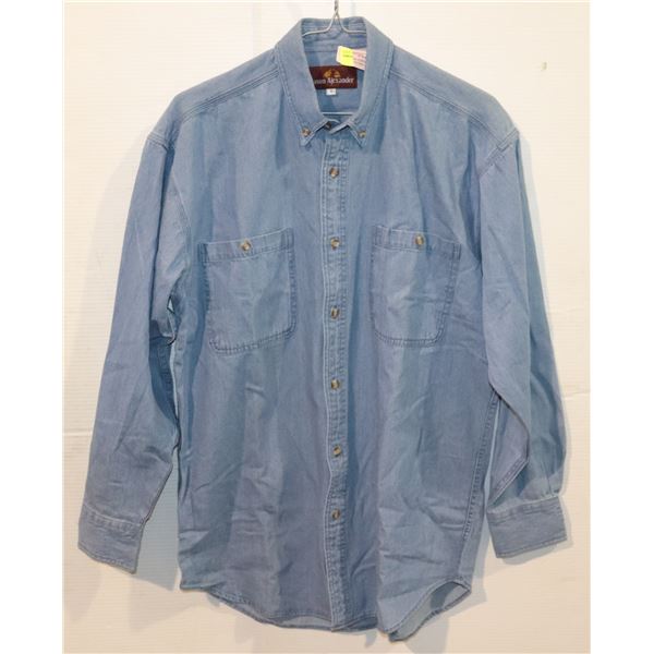 NEW JASON ALEXANDER LIGHT BLUE DENIM SHIRT, SMALL