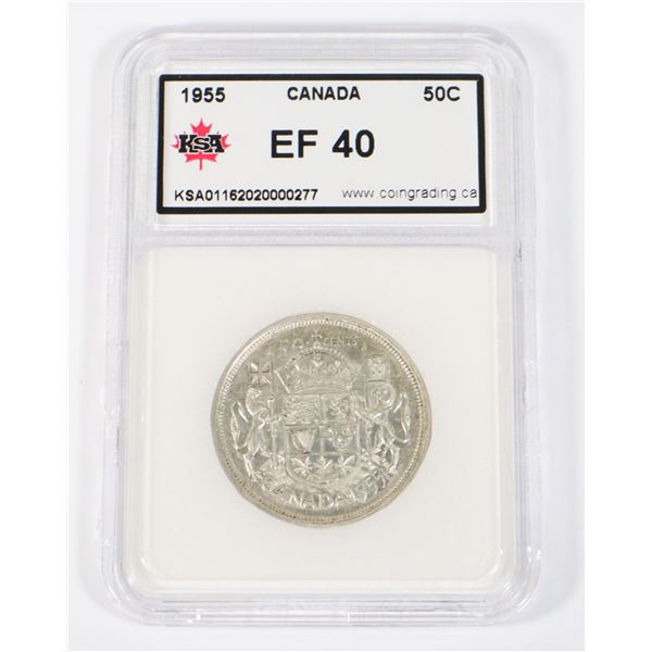 #54 1955 CANADA 50 CENTS COIN GRADED EF40