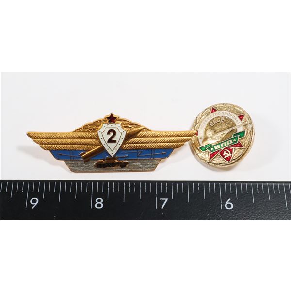 #256 2 COMMUNIST USSR SOVIET CCCP PINS INC. TANK