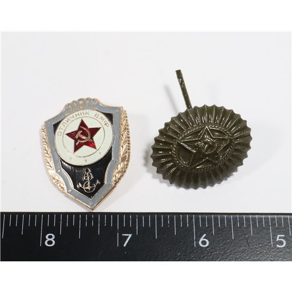 #258 2 COMMUNIST USSR SOVIET CCCP PINS HAT