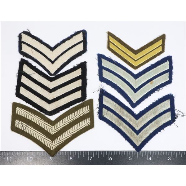 #270 6 CANADIAN CLOTH RANK CHEVRON PATCHES