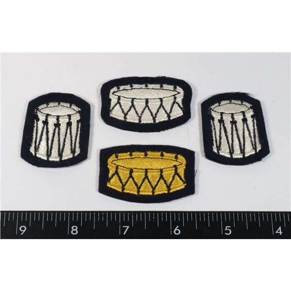 #294 LOT OF 4 DRUM CLOTH PATCH INSIGNIA