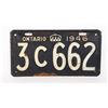 Image 1 : #758 CANADA 1946 ONTARIO 3C662 VINTAGE LICENSE