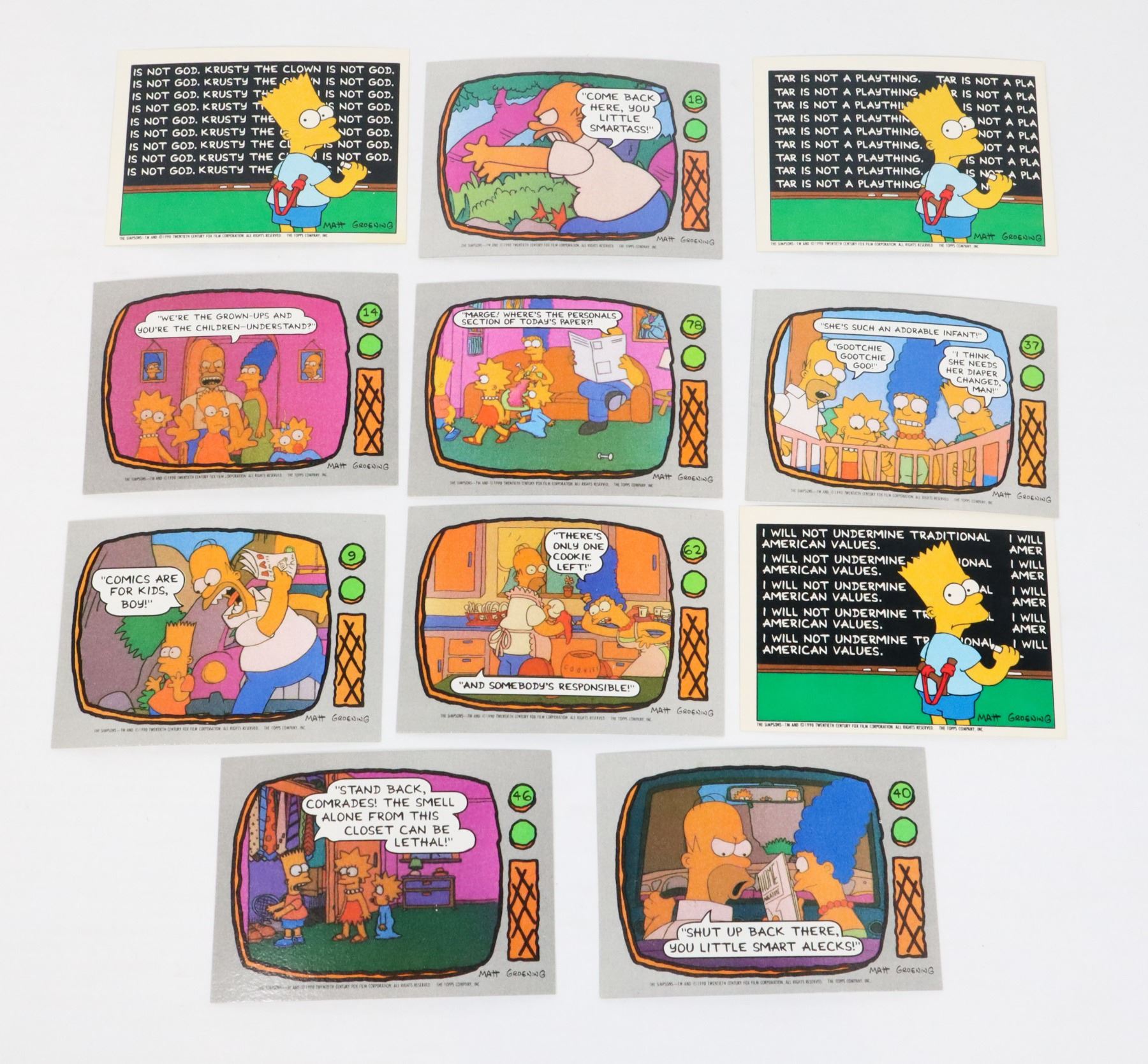 Time Card Simpsons #858 THE SIMPSONS 1990 CARDS ASSORTED VINTAGE