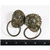 Image 1 : #931 TWO METAL LION DOOR FIXTURES VINTAGE
