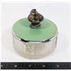 Image 1 : #1000 VINTAGE LADIES GLASS METAL POWDER BOX FROG