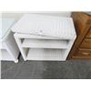 Image 1 : White Wicker Rolling 3 Tier Shelf w/Swivel Top