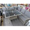 Image 1 : Grey Rattan Patio Sectional Sofa w/Matching Table