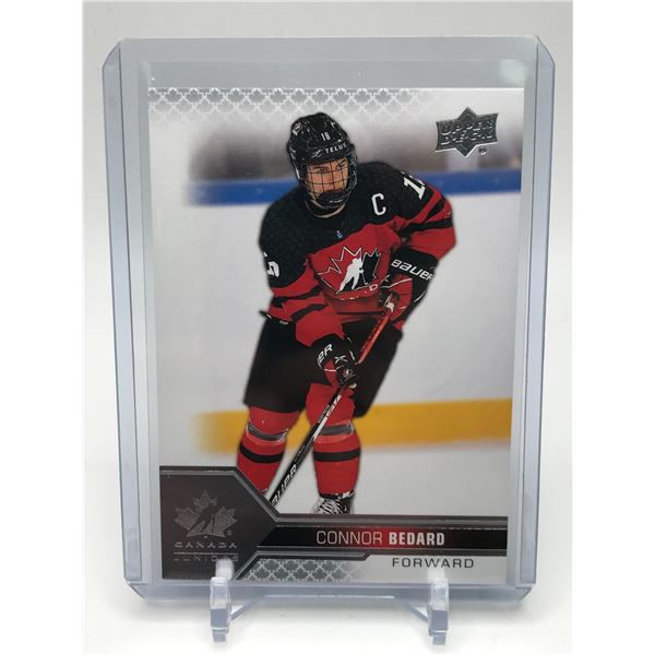 2022 UD TEAM CANADA JUNIORS NO. 23 CONNOR BEDARD PRE-ROOKIE CARD