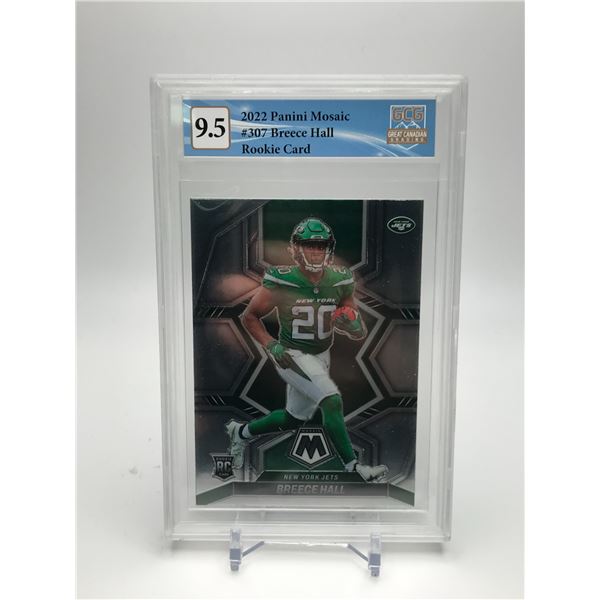 2022 PANINI MOSAIC NO. 307 BREECE HALL ROOKIE CARD GCG 9.5