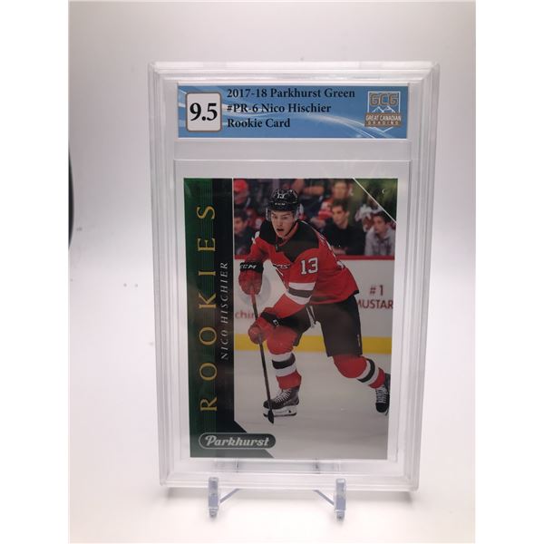 2017-18 PARKHURST GREEN NO. PR-6 NICO HISCHIER ROOKIE CARD GCG 9.5