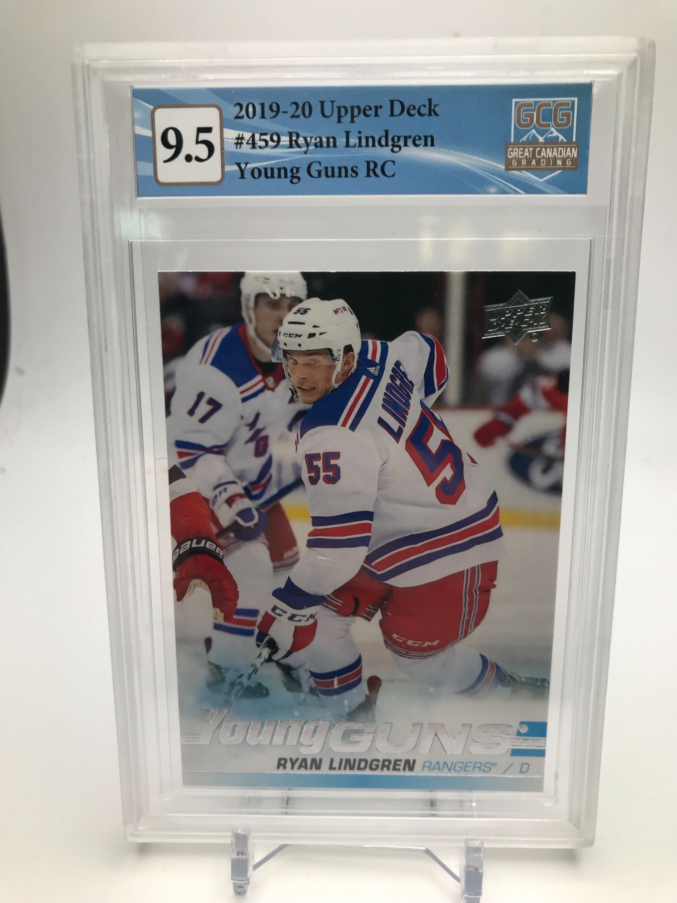 2019-20 UD YOUNG GUNS RC NO. 459 RYAN LINDGREN RANGERS GCG 9.5