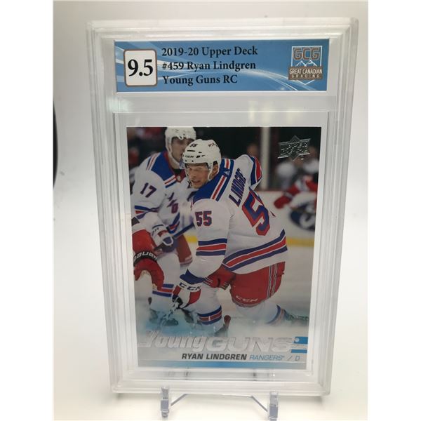 2019-20 UD YOUNG GUNS RC NO. 459 RYAN LINDGREN RANGERS GCG 9.5