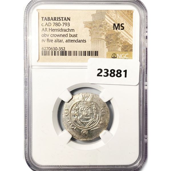 AD 780-793 Tabaristan AR Hemidrachm NGC MS