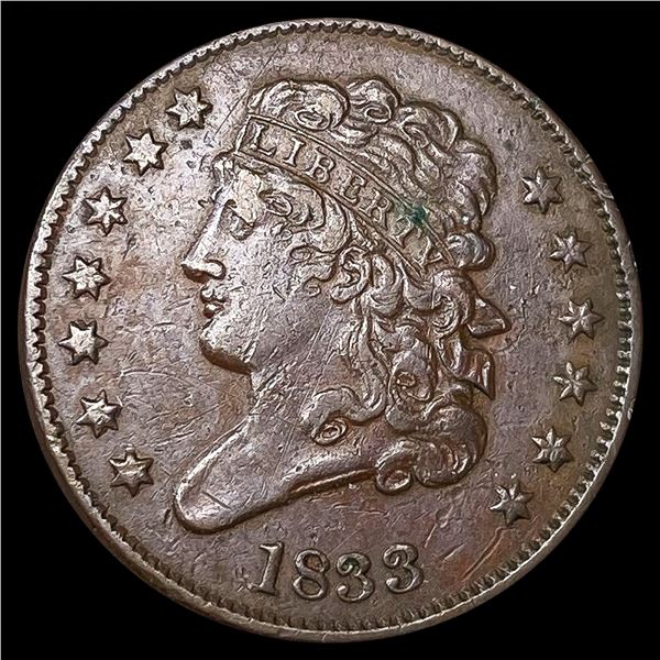 1833 Classic Head Half Cent NEARLY UNCIRCULATED