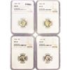 Image 1 : 1944 Set (4) Mercury Silver Dime NGC MS66