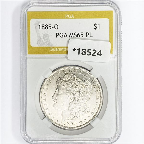 1885-O Morgan Silver Dollar PGA MS65 PL