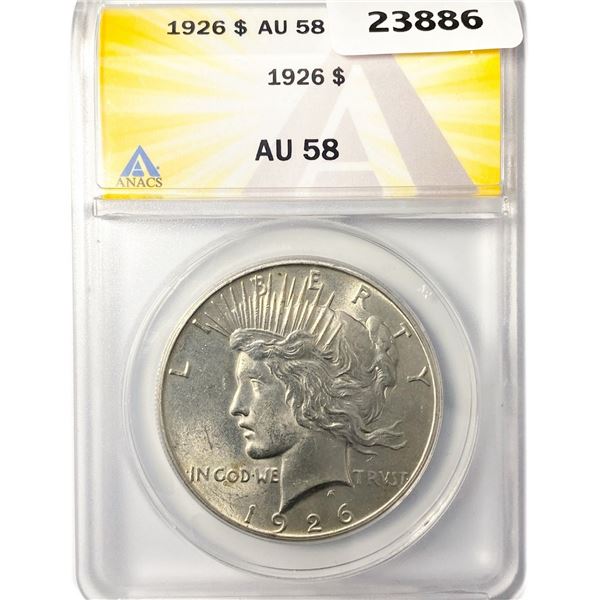 1926 Silver Peace Dollar ANACS AU58