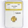 Image 1 : 1874 Rare Gold Dollar PGA MS64