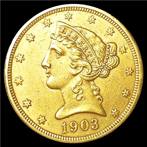 1903-S $5 Gold Half Eagle CLOSELY UNCIRCULATED