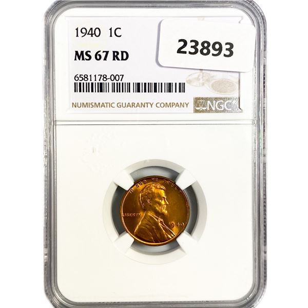 1940 Wheat Cent NGC MS67 RD