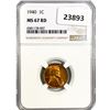 Image 1 : 1940 Wheat Cent NGC MS67 RD