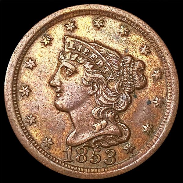 1853 Braided Hair Half Cent NEARLY UNCIRCULATED