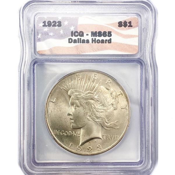 1923 Silver Peace Dollar ICG MS65