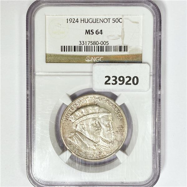 1924 Huguenot Half Dollar NGC MS64