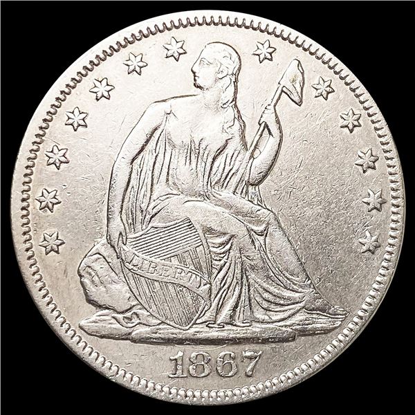 1867 Seated Liberty Half Dollar CLOSELY UNCIRCULAT