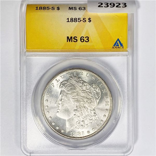 1885-S Morgan Silver Dollar ANACS MS63