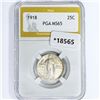 Image 1 : 1918 Standing Liberty Quarter PGA MS65