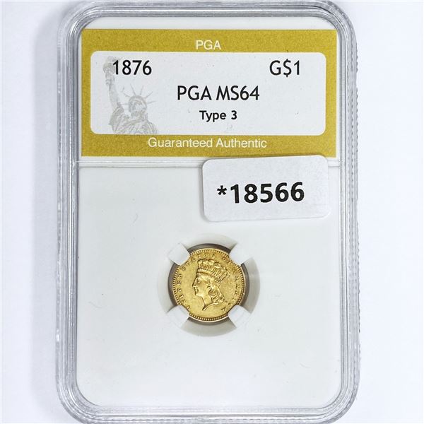 1876 Rare Gold Dollar PGA MS64