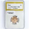 Image 1 : 1864 Indian Head Cent PGA MS65+ RED, L On Ribbon