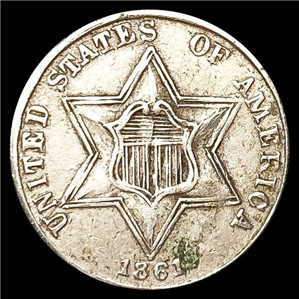 1861 Silver Three Cent LIGHTLY CIRCULATED