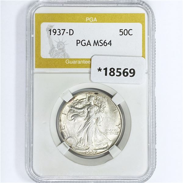 1937-D Walking Liberty Half Dollar PGA MS64