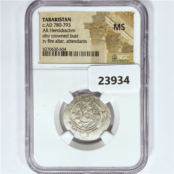 AD 780-793 Tabaristan AR Hemidrachm NGC MS