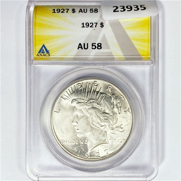1927 Silver Peace Dollar ANACS AU58