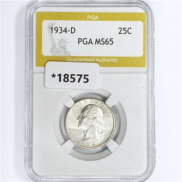 1934-D Washington Silver Quarter PGA MS65